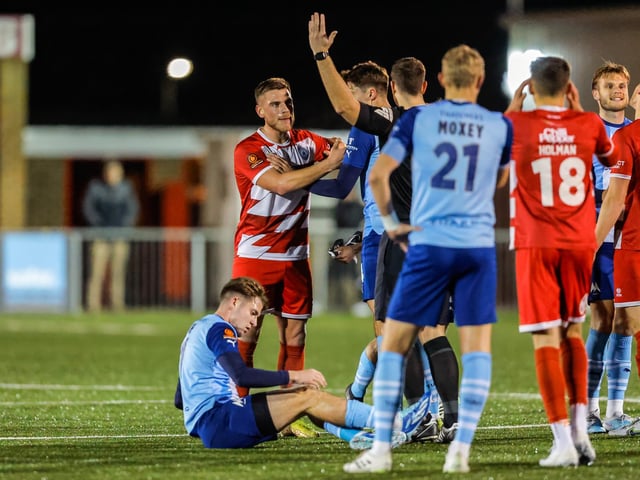 Action from Eastbourne Borough's home defeat by Torquay United in National League South