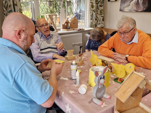 Avon Manor maintenance man Jim Dumbrell working with visitors from the nearby Avon House Dementia Care Home