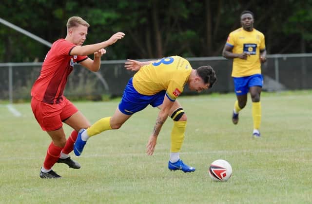 Action from a pre-season friendly between Wick and Lancing at Crabtree Park