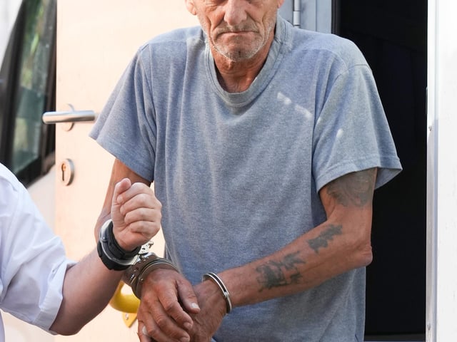 Derek Martin arrives at Lewes Crown Court in 2023