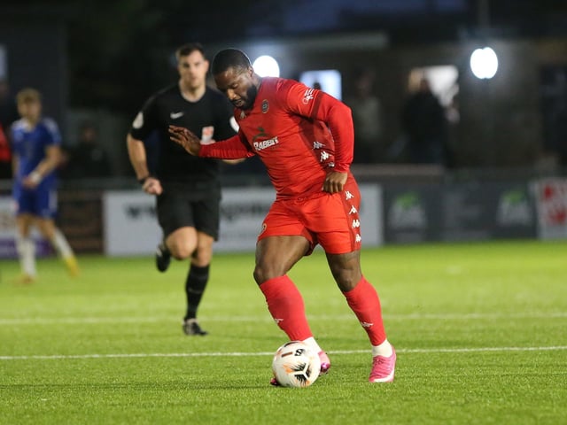 Action from Worthing FC's 3-2 win at home to Welling in the National League South