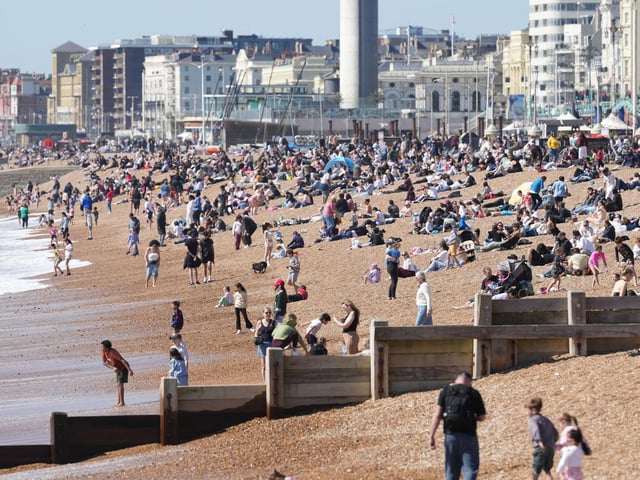 Brighton beach is busy in the welcome Easter sunshine