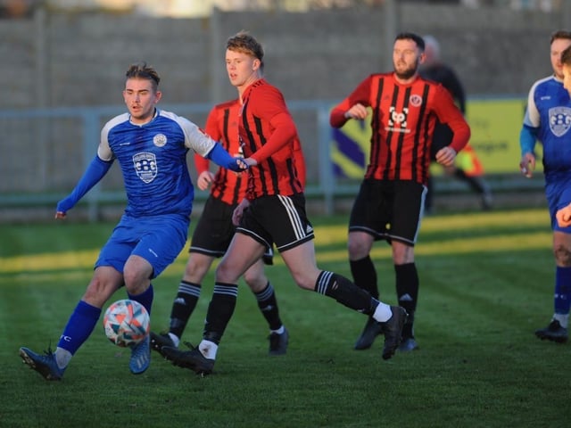 Action from Shoreham's win over AFC Varndeanians in the SCFL premier division