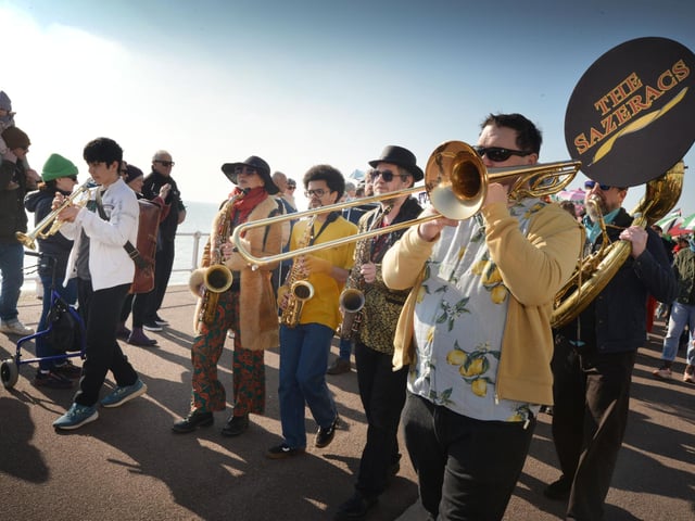 The Umbrella Parade on March 2 2025, which is part of Fat Tuesday. Photo taken at the start of the parade on St Leonards seafront.