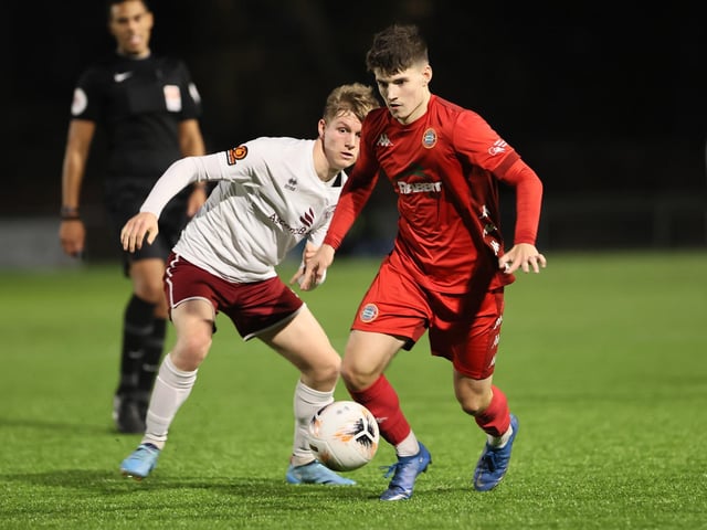 Action from Worthing FC's 3-1 home defeat to Chelmsford in the National League South at Woodside Road