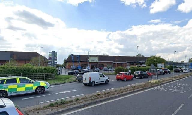Traffic on the A285 by Portfield Retail Park