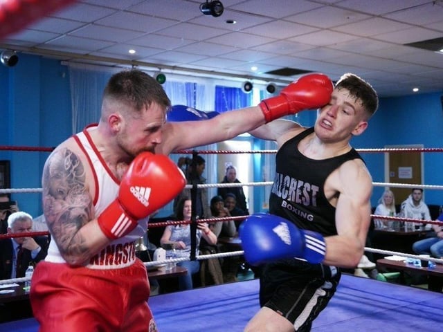 Action from Crawley's junior boxing squad at their annual blockbuster at the Goffs Park Social Club on Sunday. Picture by Max Spanner Photography