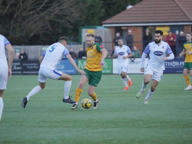 FA Trophy action between Horsham and AFC Totton