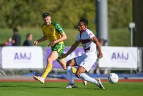 Ashley Nadesan, pictured in action at Chelmsford City, was at the double in Horsham's 10-0 rout of Newhaven. Pictures by McCartney Martin