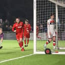 Action from Worthing FC's superb 6-0 win at home to Dulwich Hamlet in National League South