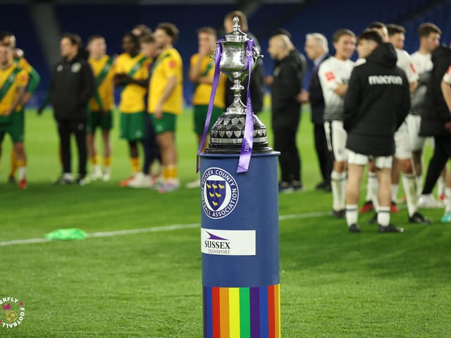 James Hammond’s majestic 95th minute free-kick clinched Horsham FC’s first league and Sussex Senior Cup double in the club’s history.