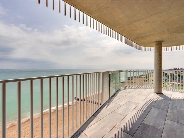 This stunning, three-bed, sixth-floor beachfront apartment offers incredible views. The property is on the market with Michael Jones and Company with a guide price of £1,075,000