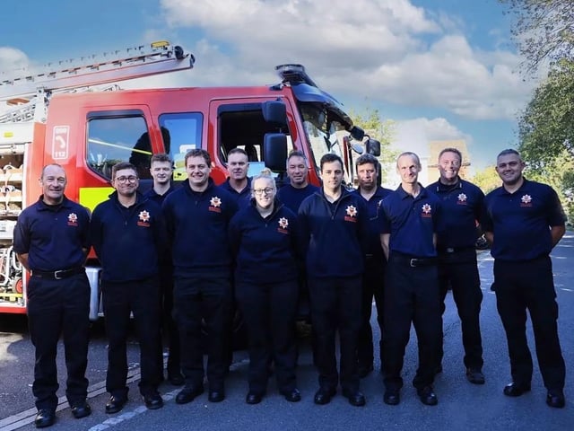 Gary, far left, with the Rye fire crew. Pics by Kt Bruce