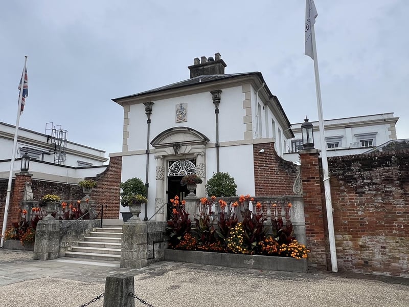 The elegant main entrance to the hotel.