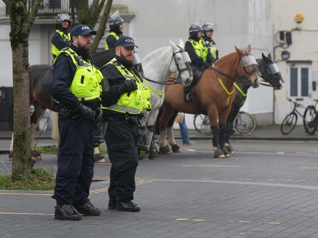 Brighton is swarming with police officers ahead of a Premier League match between Albion and Crystal Palace