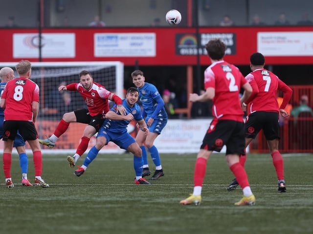 Action from Worthing's 2-0 National South win at Eastbourne Borough