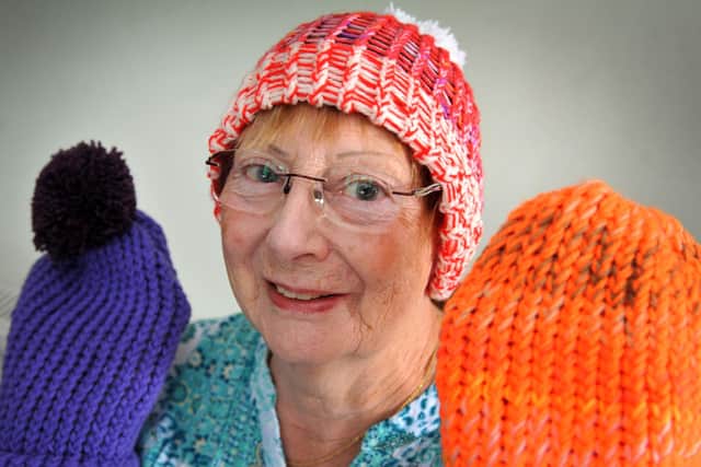 Anita Gillam, from Lancing, wants to donate hats she has made to Ukraine, but needs help sending them out there. Photo: Steve Robards SR2208221