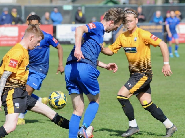 Action from Littlehampton Town's 1-1 draw with Lancing in theIsthmian south east division at The Sportsfield