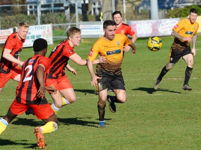 Action from Littlehampton Town's 1-1 draw with Sittingbourne at The Sportsfield in the Isthmian south east division
