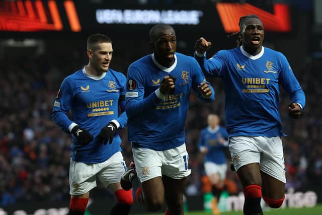 Brighton & Hove Albion have targeted Glasgow Rangers midfielder Glen Kamara (centre) as a potential replacement for departed star Yves Bissouma. Picture by Ian MacNicol/Getty Images