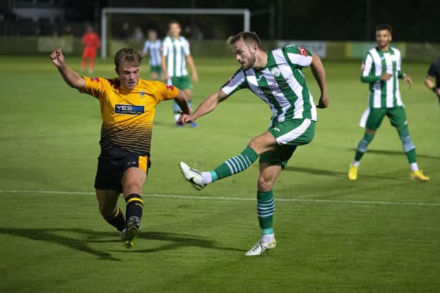 Chichester City in league action against Littlehampron last week -and they were under the lights again to beat Burgess Hill in the Velocity Trophy | Picture: Neil Holmes