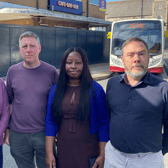 Lewes MP James MacCleary (second from left) with Lewes Town Councillors Edwina Livesey and Kevin West and District Councillor Janet Baah. Photo: Office of James MacCleary MP