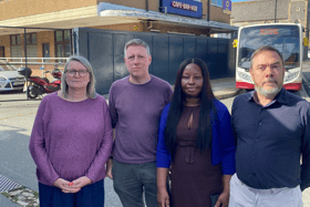 Lewes MP James MacCleary (second from left) with Lewes Town Councillors Edwina Livesey and Kevin West and District Councillor Janet Baah. Photo: Office of James MacCleary MP