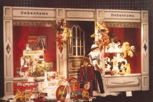 A Christmas window display at Debenhams in the 1980s.