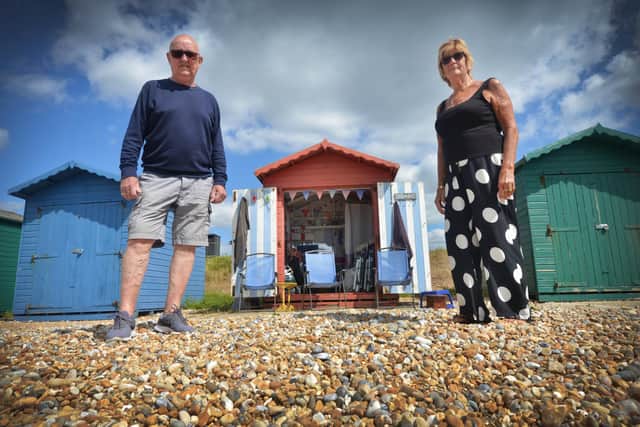 Eric and Patricia Landamore, who rent a beach hut in West Marina, St Leonards, said that shingle has created severe access issues for hut tenants, and has called on the council to resolve this.