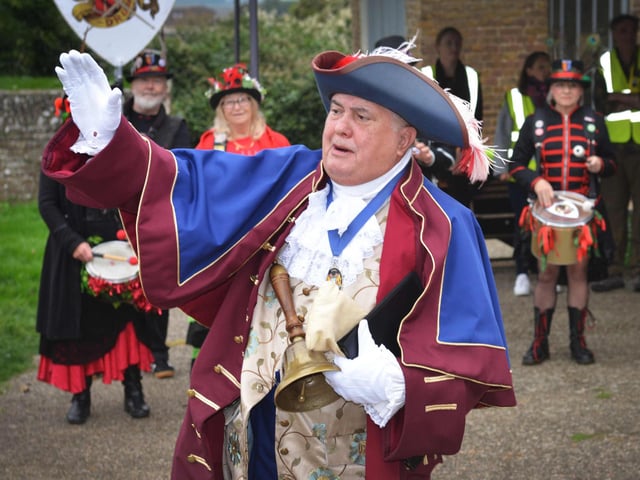The 72nd National Town Criers' Championships in Rye on October 11 2025. Rye Town Crier Paul Goring.