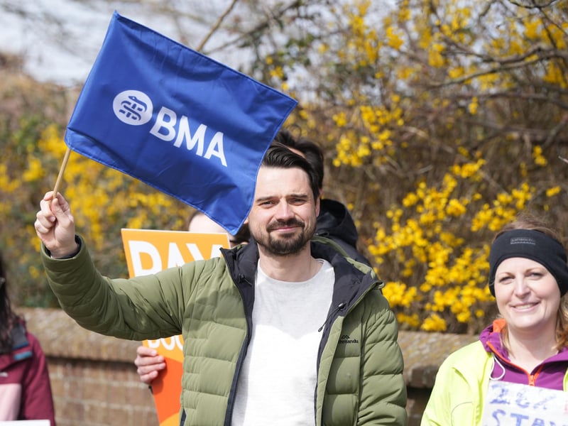 Junior doctors send defiant messages on picket line outside Worthing Hospital