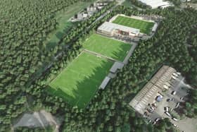 Aerial impression of the proposed new football stadium