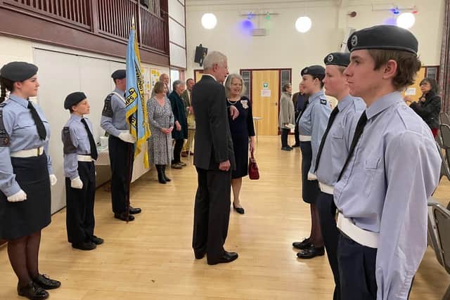 Lady Barnard inspects Guard of Honour 1140 (Steyning) Squadron Air Cadets