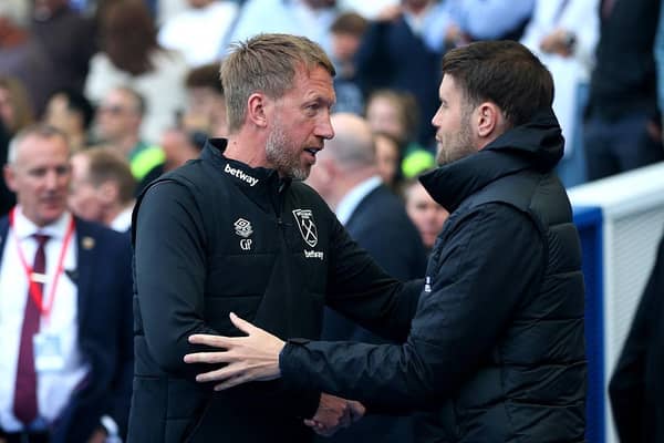 Graham Potter, Manager of West Ham United, meets Brighton boss Fabian Hurzeler