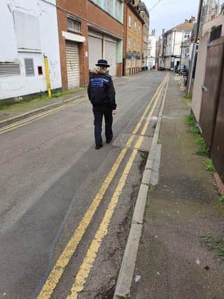 Police in Eastbourne have conducted patrols in North Street in the town following reports of increasing drug used in the area.