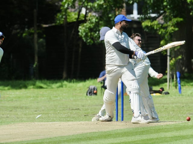 Action from Goring CC v Pagham CC in Division 3 West of the Sussex Cricket League