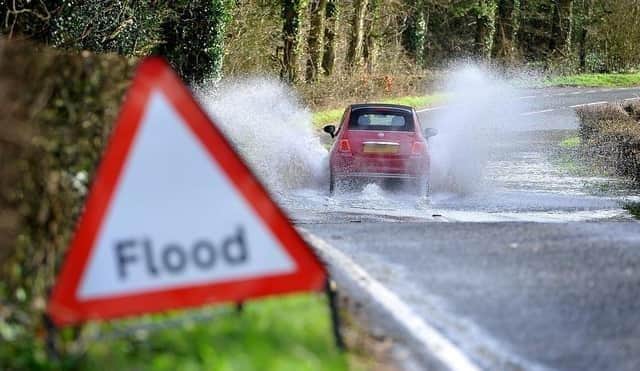 Land, roads and some properties ‘could flood and there could be travel disruption’.