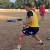 Managing to do some training on the yellow-looking pitch at Worthing RFC