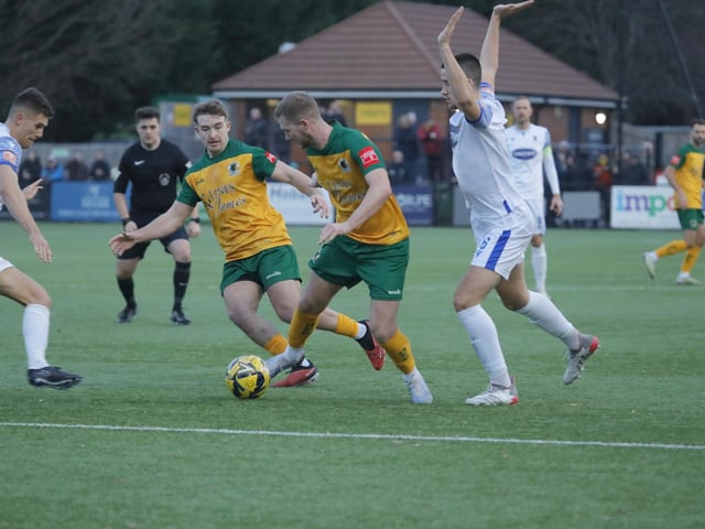 FA Trophy action between Horsham and AFC Totton