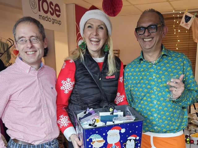The fundraising event for Hope and Aid Direct took place at Rose Media Group in Highland House, Burgess Hill, on Tuesday, December 17