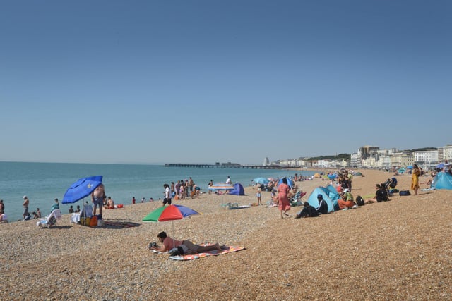 Hastings seafront pictured during the heatwave on Aug 13 2022.