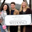 Kira Croft and George McIlvenny were presented with a voucher for a free wedding by Samantha Gilchrist CEO of Gilchrist Collection at Highley Manor near Balcombe. Photo:  SR24011201