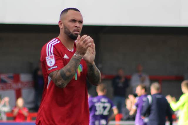 Joel Lynch made his first appearance for Crawley Town against Stevenage. Picture by Cory Pickford
