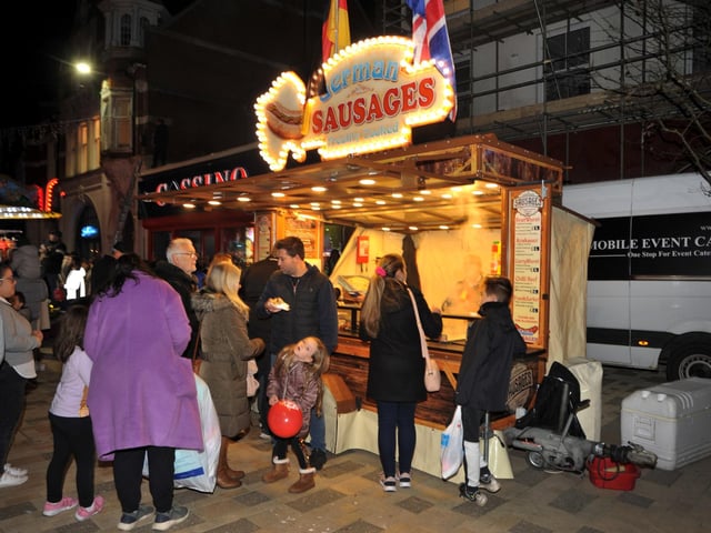 Christmas lights switch on in Littlehampton High Street.