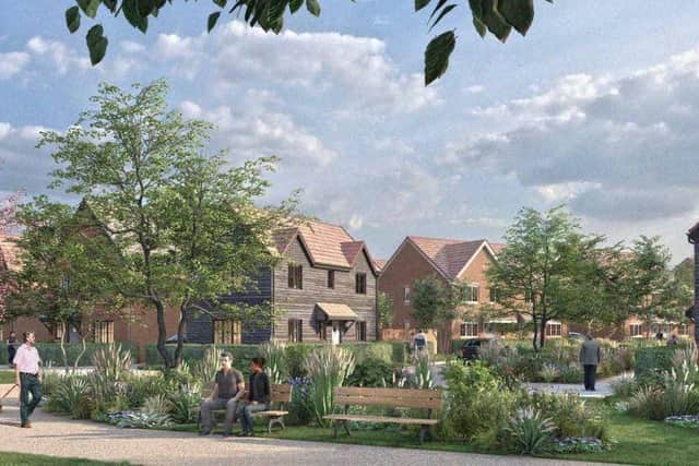An artist's impression of how the new homes on the site of a former mushroom farm in Thakeham could look