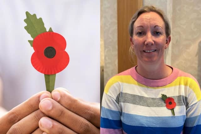 Worthing-born veteran Stacey Denyer was among the first to wear the new plastic-free poppy. Picture: Royal British Legion