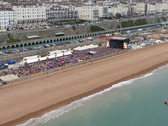 Fatboy Slim performed on Brighton seafront last night (July 21) in front of thousands of fans. Photo taken from a video from Eddie Mitchell.
