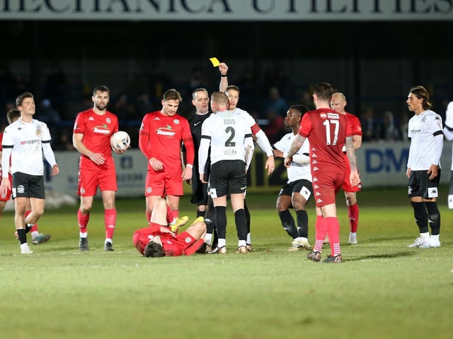 Action and celebrations from Worthing's 3-0 win at Dover in National League South