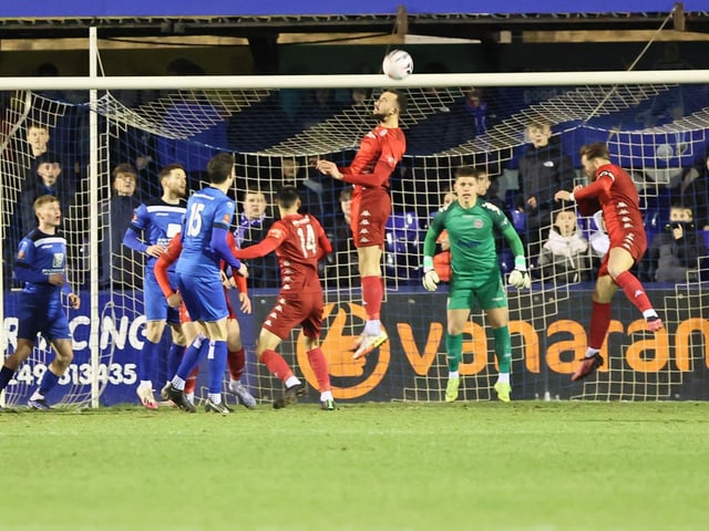 Action from Worthing FC's 1-1 draw at Chippenham in the National League South