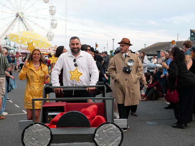 Hastings Old Town Carnival Week 2025: Pram Race. Pic by Frank Copper.